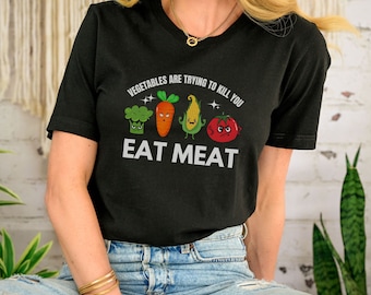 Carnivore Life T-Shirt Vegetables Trying To Kill You Eat Meat Shirt Gift For Meat Lover Carnivore Diet Shirts Carnivore Humor Carnivore Gift
