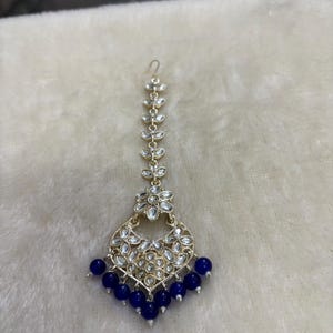Beautiful Premium Quality Indian Maangtikka For Wedding Pakistani Tikka Pakistani Blue Tikka for Wedding For Women Tikka With Free Gift