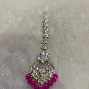 Beautiful Premium Quality Indian Maangtikka For Wedding Pakistani Tikka Pakistani Pink Tikka for Wedding For Women Tikka JewelWith Free Gift