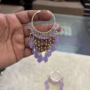 Schöne Premium Qualität Bali für Sie Pakistanische Hoop Ohrringe Bali Lila Ohrringe Traditionelle Ohrringe Indien Jhumka Ohrringe Jhumki Lila