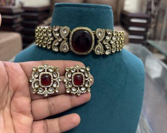 Set di collana da sposa Royal Sabysachi/gioielli/set da sposa placcato oro con Kundan e diamanti/set da sposa Kundan/set da sposa Kundan di design vittoriano