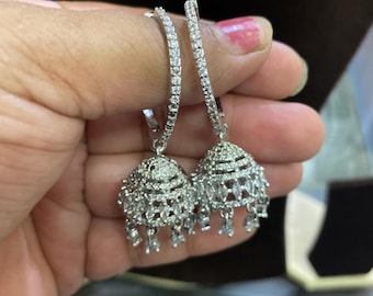 Cubic Zirconia Jhumka Earrings: Indian Bali Style