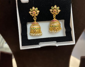 American Diamond Bali Jhumki Diamond Jhumka India Earrings Bali Jhumka Cubic Zirconia Punjabi Jewelry Pakistani Jewelry CZ Jhumka