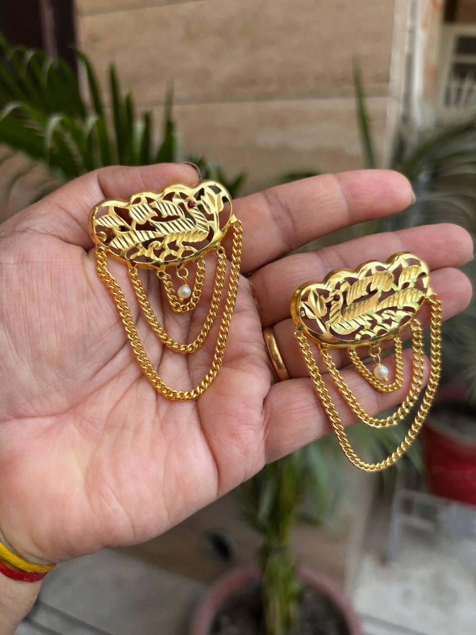Kundan Jadau Hairpin: Gold Indian Hair Accessory with Pearls Punjabi wedding jewelry