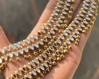 Tobillera de boda india/payal para novias/payal con diseño de barrat/tobilleras de boda/tobilleras para la procesión nupcial/tobilleras nupciales/tobilleras payal/étnica