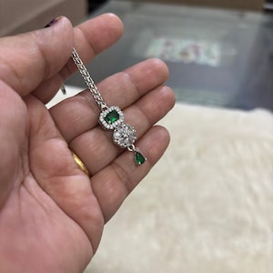 Beautiful Premium Quality Indian Maangtikka For Wedding Pakistani Tikka Pakistani Green Diamond Tikka for Wedding For Women With Free Gift