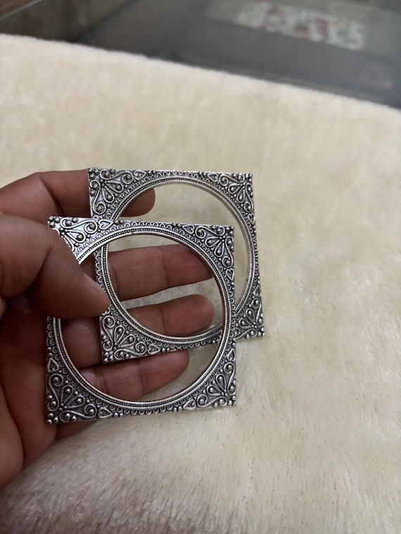 CZ Silver Bangle Set - Indian Pakistani Kada Jewelry - Etsy New