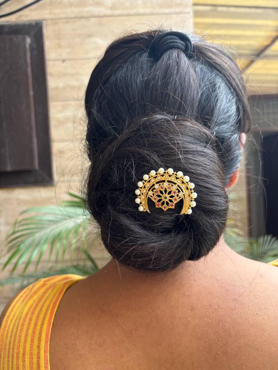 Kundan Tikka Hairpin, Indian Gold Wedding Jewelry