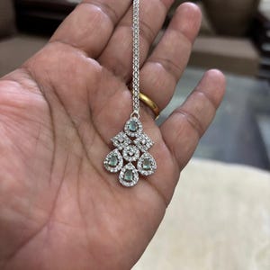 Beautiful Premium Quality Indian Maangtikka For Wedding Pakistani Tikka Pakistani Green Diamond Tikka for Wedding For Women With Free Gift