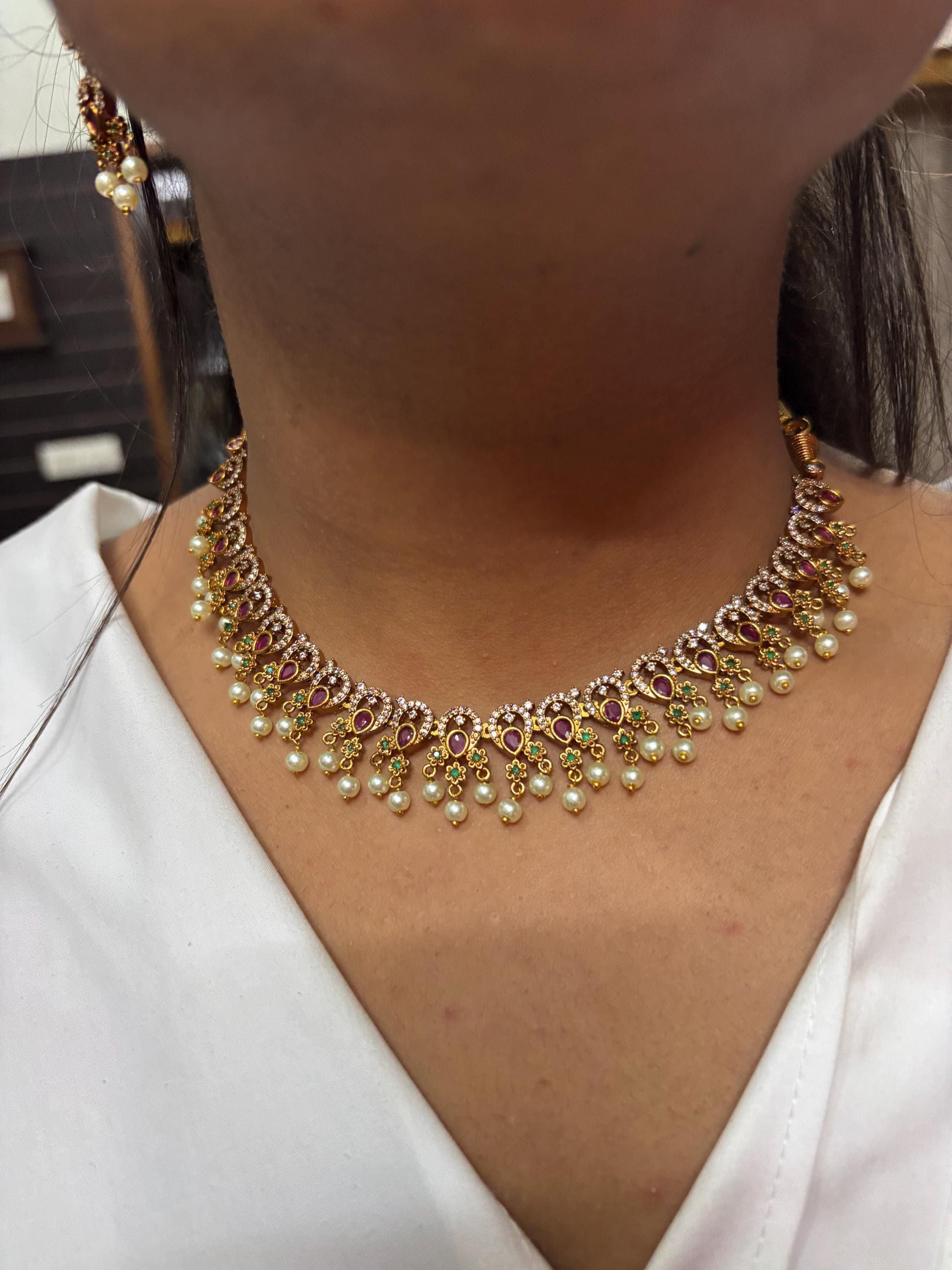 Parure De Bijoux De Mariage (collier + Boucles D'oreilles) En Strass Et Chaîne Marquise - Style élégant Pour Femmes, Adolescentes - 9