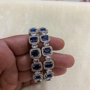 American Diamond Bangle/ CZ Diamond Silver Bangle/ Set Of 2 AD Diamond Bangle/ Crystal Bangles/ Indian Bangle/Bollywood Jewelry With Gift
