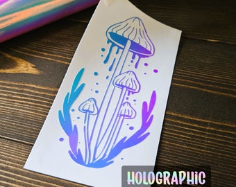 Holographic Mushroom Sticker: Car, Window, Laptop Decal