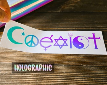 Coexist Decal: Holographic or Matte White Vinyl Sticker