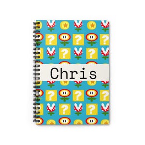 Personalized Gamer Spiral Notebook - Custom Name Journal, Customizable Gift, School Supplies, Nostalgic Journal, Unique Stationery