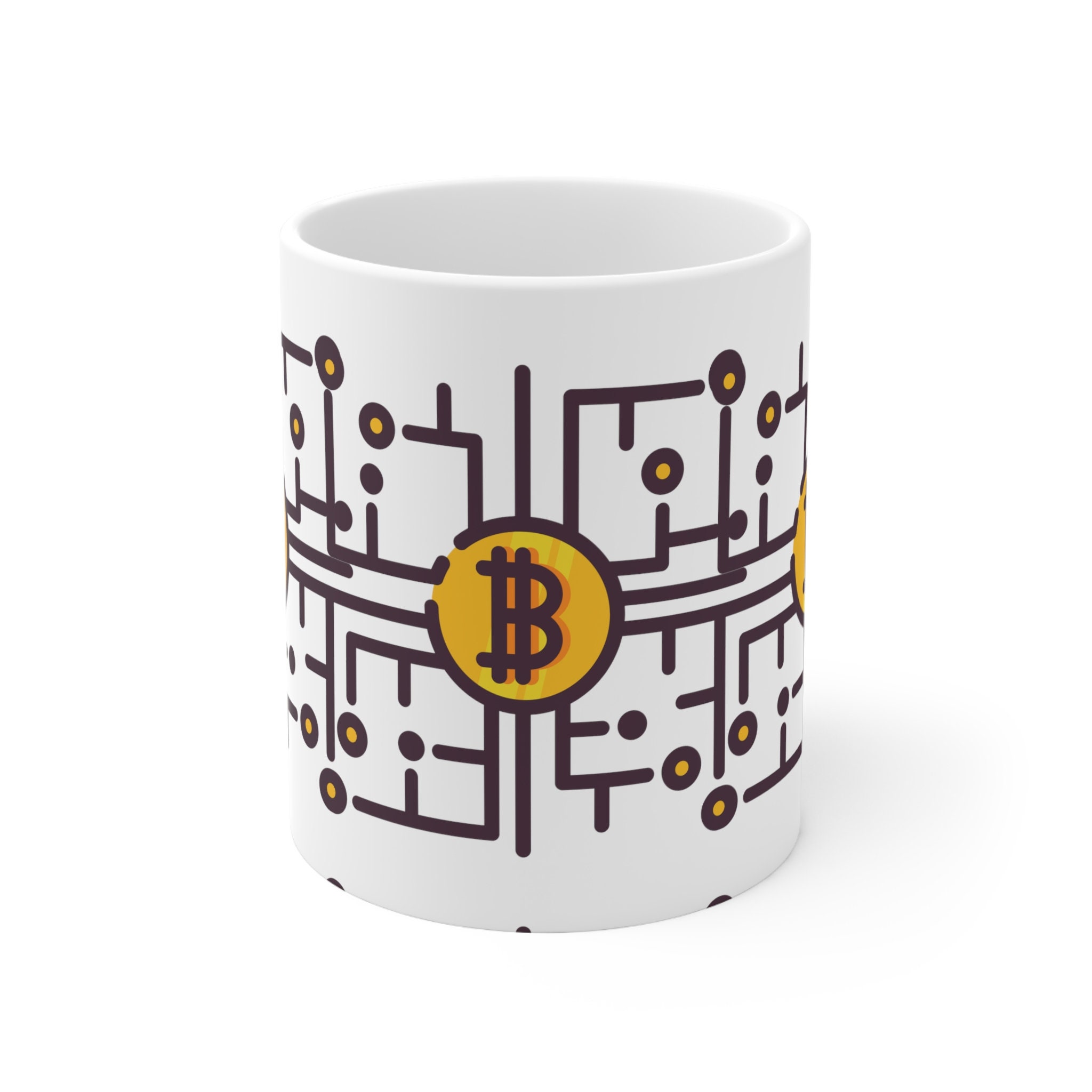 Bitcoin Blockchain Ceramic Mug - Cryptocurrency mug Mug for Day Traders Gift for Crypto Traders and Investors