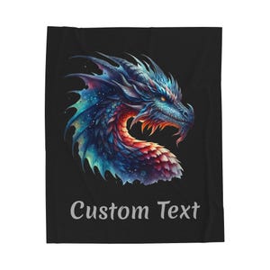 Mythical Creature Throw – Personalized Dragon Plush Blanket, Fantasy Bedding Gift for Him or Her