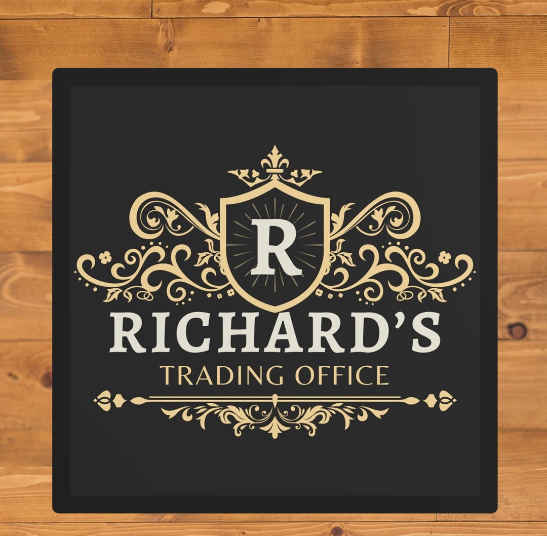 Elegant Personalized Office Metal Sign Black and Gold Accents - Etsy