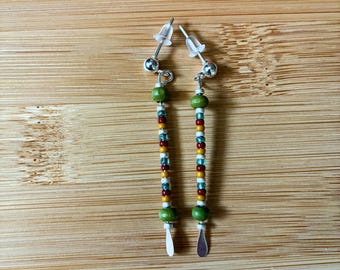 Sterling Silver Teardrop Studs/ Autumn Colors/ Incredibly Lightweight/ Approximately 2” Drop Length
