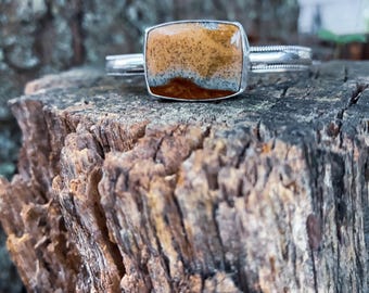 Picture Jasper & Sterling Silver Cuff Bracelet/Fits a 6-6.5” Wrist