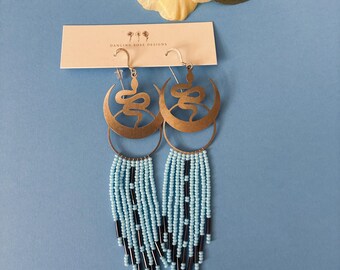 Snake Fringe/ Handwoven Earrings/Sterling Silver Ear Wires