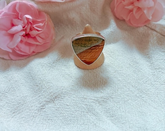 Handmade .925 Sterling Silver Picture Jasper Ring: US Size 6.75