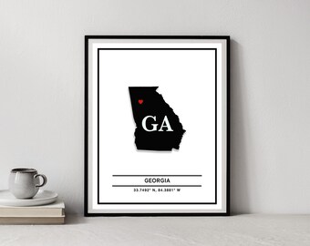 Personalized State Print, Personalized State Poster, State Wall Art, State Silhouette Pictures.