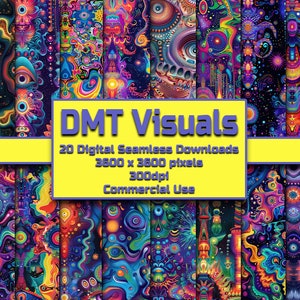 Psychedelische Bilder Nahtlose Muster Digitaler Download Kachel Hintergrund Trippy Tapete Kommerzielle Nutzung Textur Psychedelische Digitales Papier DMT