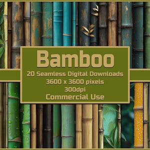 Puede incluir: 20 descargas digitales sin costuras de texturas de bambú. Cada imagen es de 3600 x 3600 píxeles y 300 ppp.  Se permite el uso comercial.