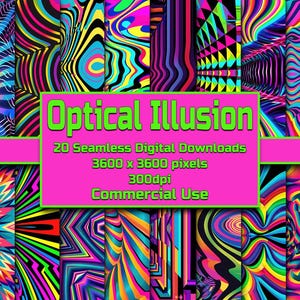 Trippy Illusion Seamless Pattern Digital Download Tile Background Psychedelic Wallpaper Commercial Use Texture Mind-bending Digital Paper