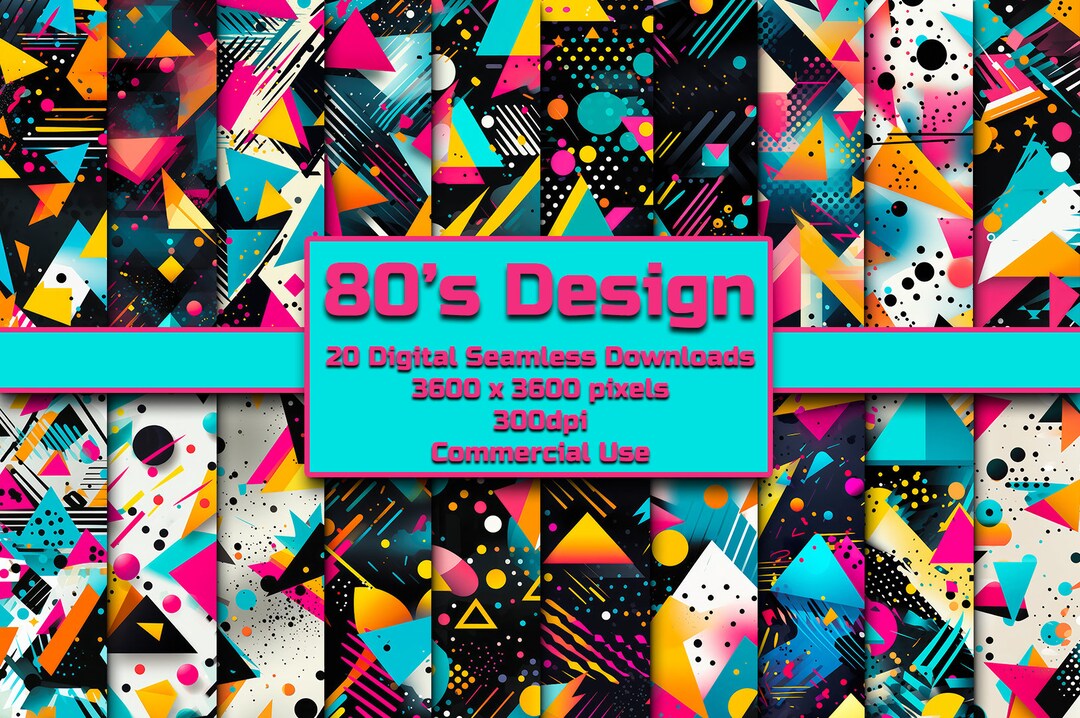 アート・デザイン・音楽 From Matt Black to Memphis 1980s Large Black and Jewel-Tone Art Deco Geometric Memphis