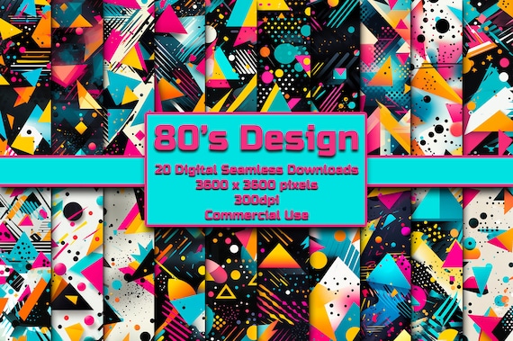 80's Retro Seamless Pattern Digital Download Tile Background