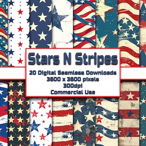 Stars & Stripes Seamless Pattern Digital Download Tile Background Patriotic Wallpaper Commercial Use USA Texture July 4th Digital Paper