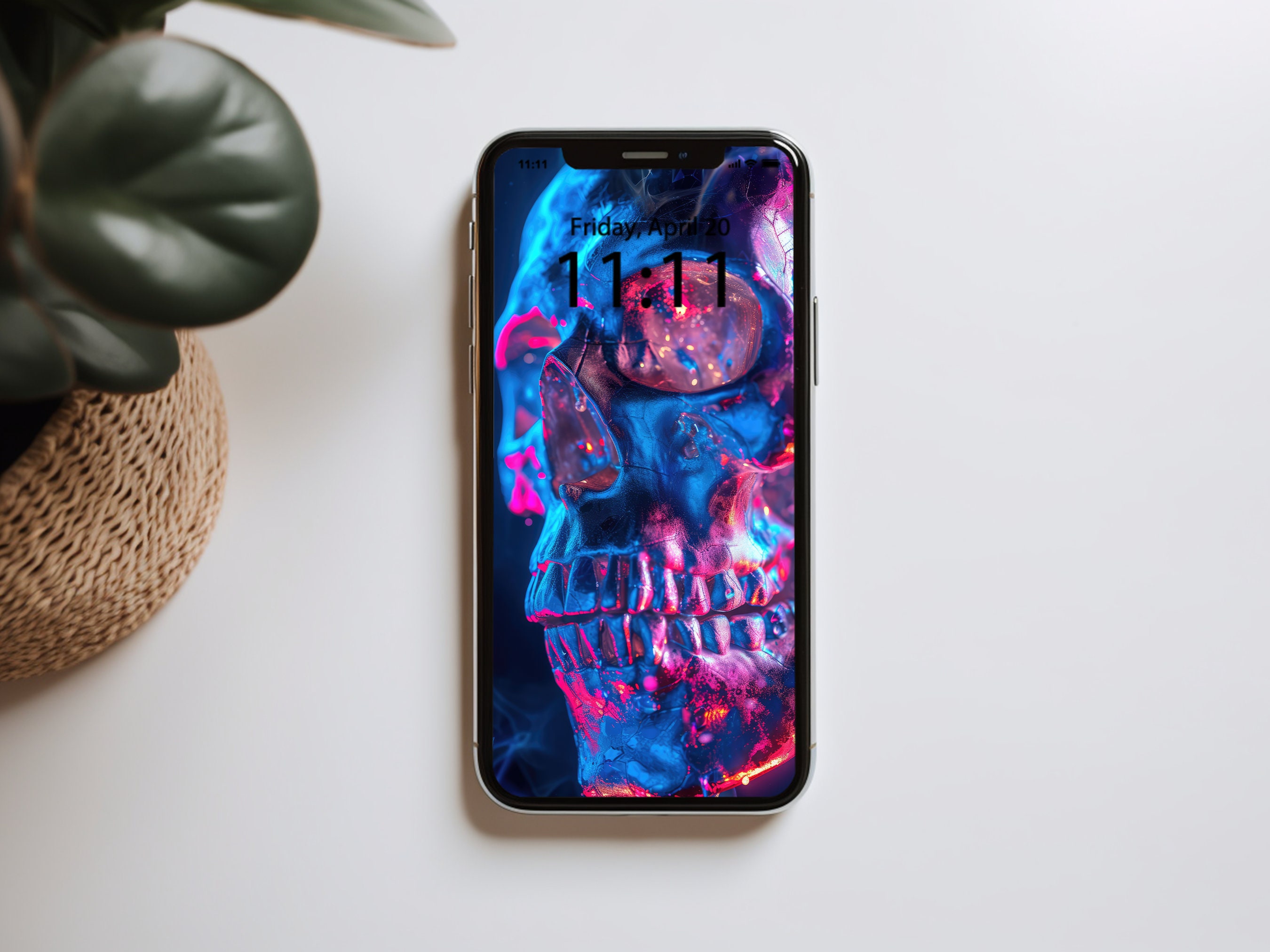 Neon Glitch Skull Wallpaper 8 Digital Download Backgrounds Digital ...