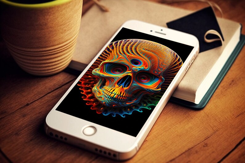 Trippy Skull Phone Wallpaper 8 Digital Download Backgrounds Psychedelic ...