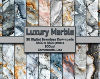 May include: 20 digital seamless marble patterns in various shades of gray, white, and gold. Each pattern is 3600 x 3600 pixels and 300 dpi.  Commercial use.