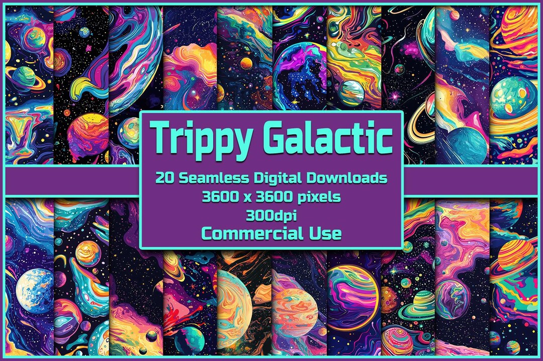 Trippy Galactic Seamless Pattern Digital Download Tile Background ...