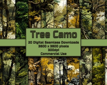 Tree Camo Seamless Pattern Digital Download Tile Background Camouflage Wallpaper Commercial Use Hunting Texture Wilderness Digital Paper