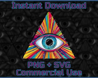 All Seeing Eye Digital Download Transparent PNG SVG Illuminati Clipart Commercial Use Printable Sticker Psychedelic 3rd Eye Sublimation