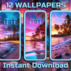 Sunset Beach Phone Wallpaper 12 Digital Download Backgrounds Tropical iPhone Background Beach Android Background Beach Vacation Wallpaper