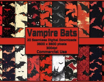 Vampire Bat Seamless Pattern Digital Download Tile Background Halloween Wallpaper Commercial Use Texture Spooky Bat Digital Paper Horror