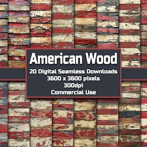 American Flag Distressed Wood Seamless Pattern Digital Download Tile Background Patriotic Wallpaper Commercial Use USA Texture United States