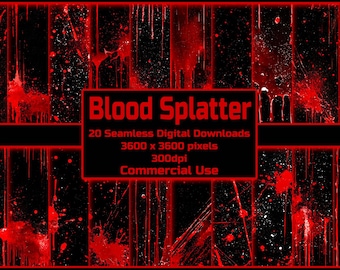 Blut Splatter Nahtlose Muster Digitaler Download Fliese Hintergrund Horror Hintergrundbild Kommerzielle Nutzung Textur Gore Digitales Papier Blutfleck Art