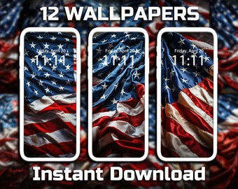 American Flag Phone Wallpaper 12 Digital Download Backgrounds Patriotic iPhone Wallpaper USA Android Wallpaper United States Flag Background