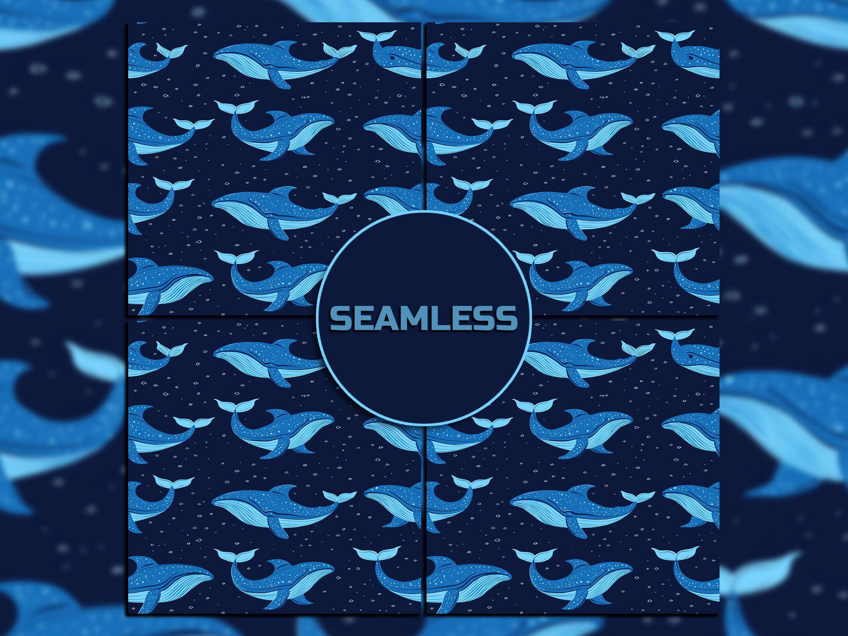 Blue Whale Seamless Pattern Digital Download Tile Background Printable ...