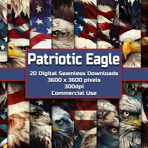 American Bald Eagle Seamless Pattern Digital Download Tile Background Patriotic Wallpaper Commercial Use Eagle texture USA Digital Paper