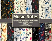 Musical Notes Seamless Pattern Digital Download Tile Background Music Notes Wallpaper Commercial Use Texture Musician Digital Paper