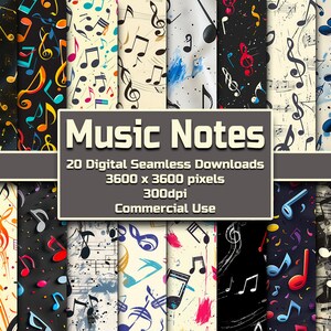 Musical Notes Seamless Pattern Digital Download Tile Background Music Notes Wallpaper Commercial Use Texture Musician Digital Paper