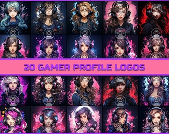 Epic Girl Gamer 20 Digital Download Gaming Profile Logos, High-Resolution Esports Avatars for Streamers Twitch YouTube TikTok Instagram