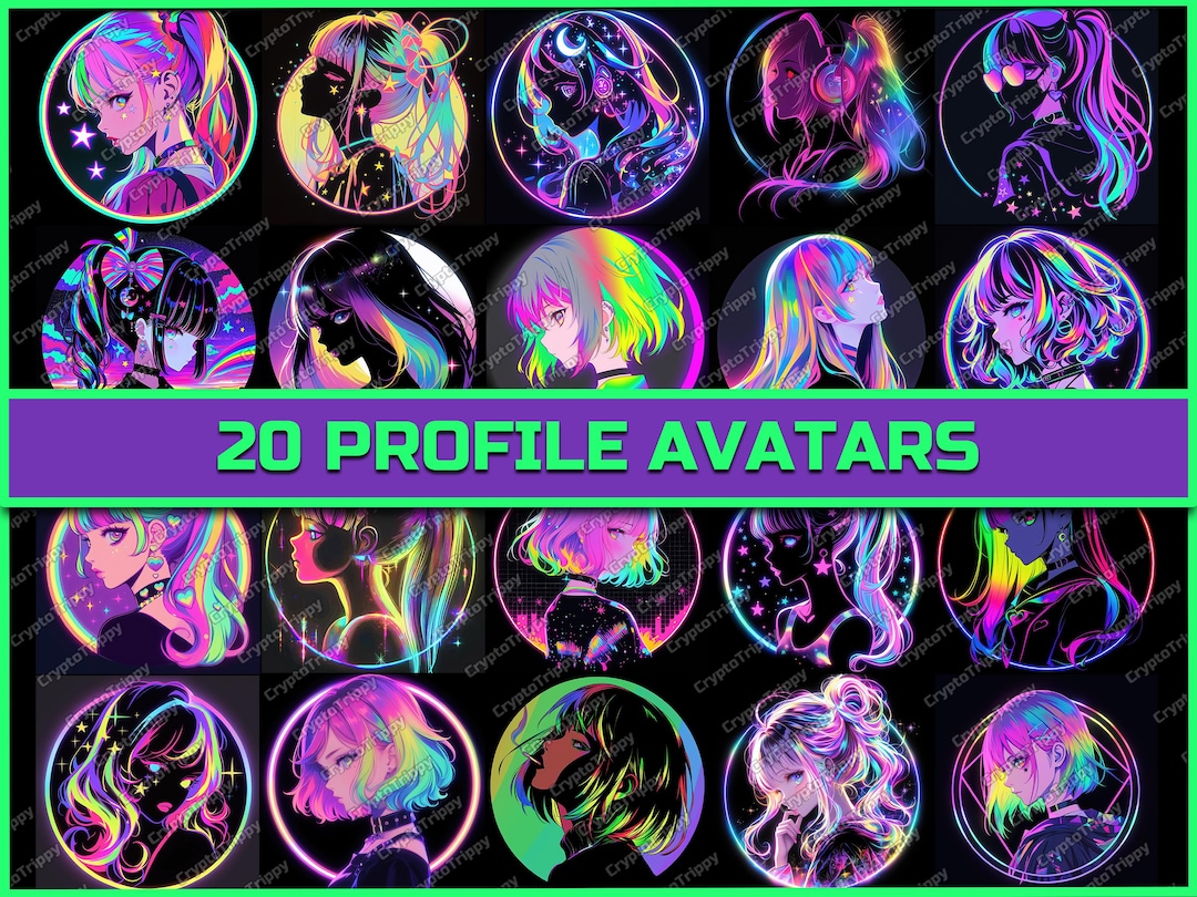 Neon Anime Girl 20 Digital Download Gaming Profile Logos, High-resolution  Social Media Avatars for Streamers Twitch Youtube Tiktok Instagram - Etsy