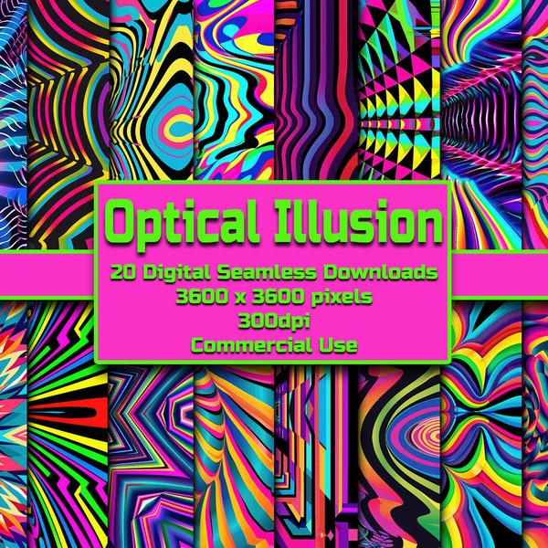 Trippy Illusion Seamless Pattern Digital Download Tile Background Psychedelic Wallpaper Commercial Use Texture Mind-bending Digital Paper